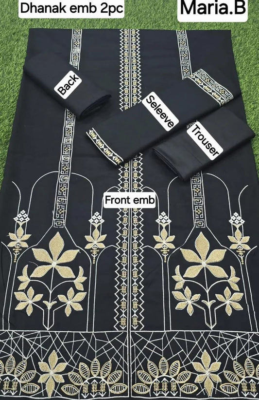 Embroidered Dhanak 2-Piece Winter Suit – Premium Black Collection 🖤