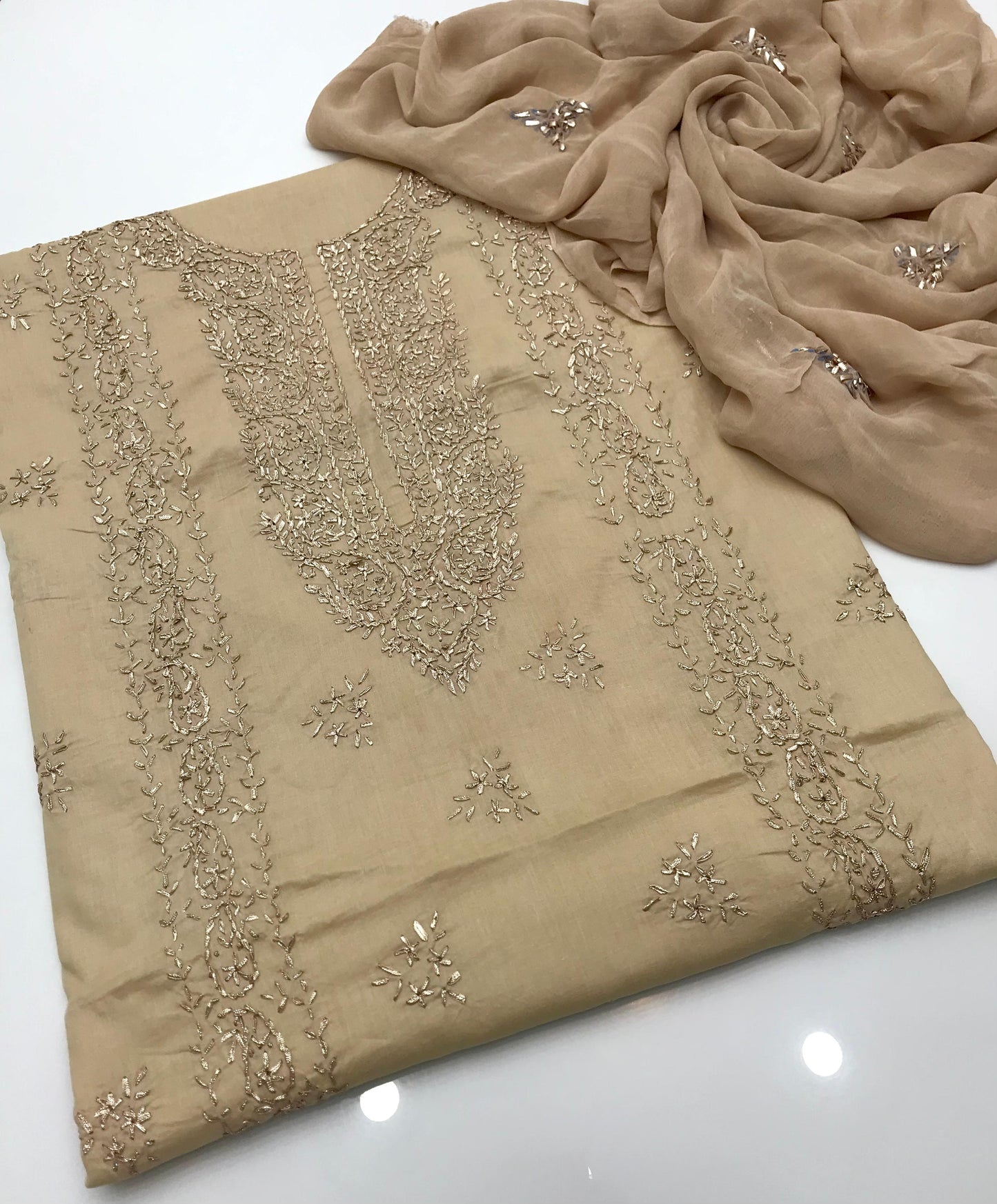 GTM Lawn Embroidered Gotta Work 3 Piece Suit with Chiffon Dupatta #3