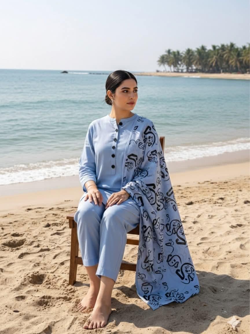 ๐ธ Summer Collection Multani Khaadi Lawn 3-Piece Suit with Foil Print Dupatta