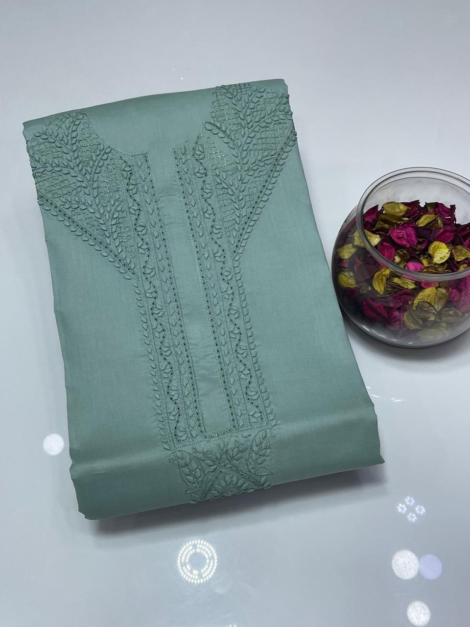 Men's Premium Pure Soft Cotton Embroidered Suit | Hand Embroidery & Fancy Tarkashi | Summer