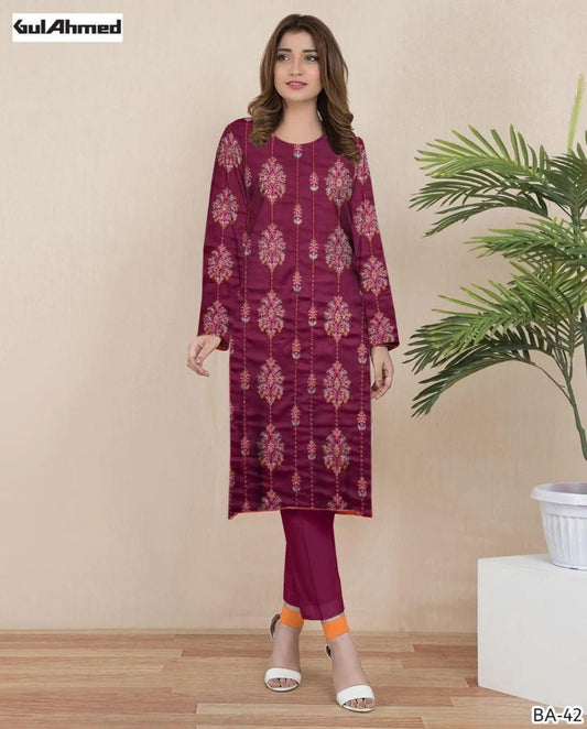 Premium Embroidered Dhanak 2-Piece Winter Suit for Women – Red Unstitched Dress ❤️