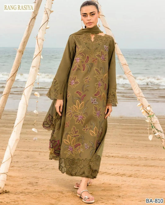 Premium Dhanak Embroidered 2-Piece Suit – Rich Brown | Winter Collection