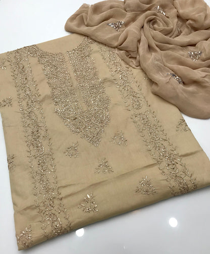 GTM Lawn Embroidered Gotta Work 3 Piece Suit with Chiffon Dupatta #3