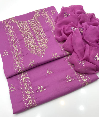 GTM Lawn Embroidered Gotta Work 3 Piece Suit with Chiffon Dupatta #3