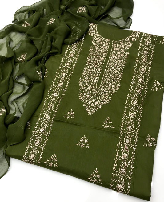 GTM Lawn Embroidered Gotta Work 3 Piece Suit with Chiffon Dupatta #3