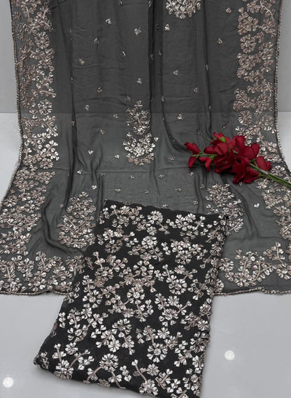 Luxury Bamber Chiffon Gotta Jaal Suit with Dupatta
