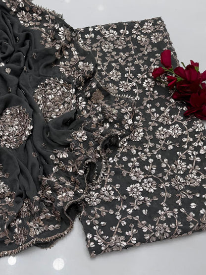 Luxury Bamber Chiffon Gotta Jaal Suit with Dupatta