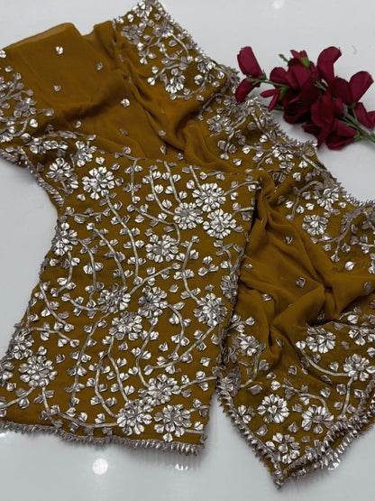 Luxury Bamber Chiffon Gotta Jaal Suit with Dupatta