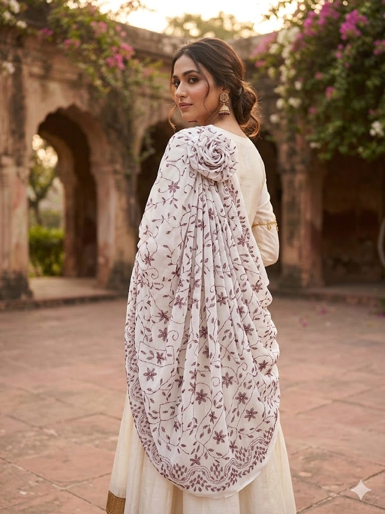 ✨ Pure Chiffon Kacha Sippi Jaal Dupatta – 2.5 Gaz | New Dupatta Collection