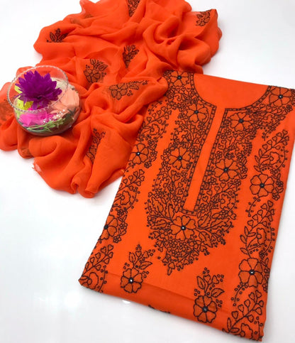 ✨ Mega Sale Offer 2K26 – GTM Cotton Lawn Embroidered 3-Piece Suit with Chiffon Dupatta