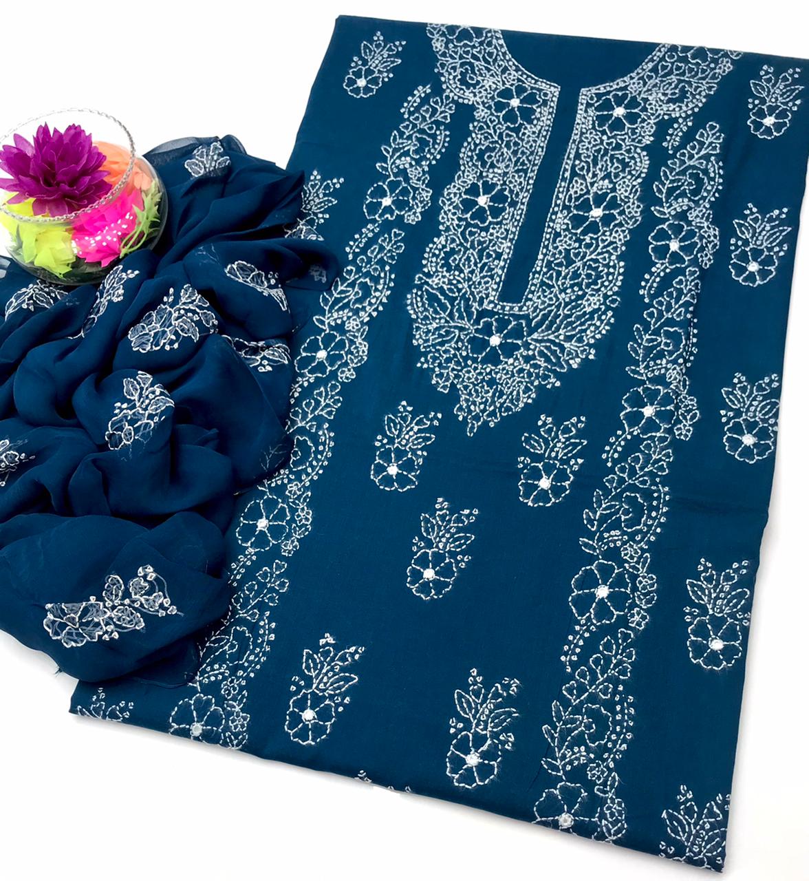 ✨ Mega Sale Offer 2K26 – GTM Cotton Lawn Embroidered 3-Piece Suit with Chiffon Dupatta