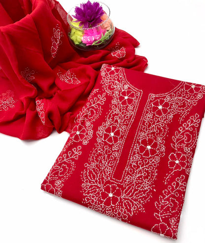 ✨ Mega Sale Offer 2K26 – GTM Cotton Lawn Embroidered 3-Piece Suit with Chiffon Dupatta