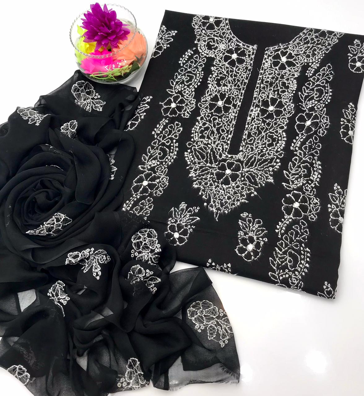 ✨ Mega Sale Offer 2K26 – GTM Cotton Lawn Embroidered 3-Piece Suit with Chiffon Dupatta