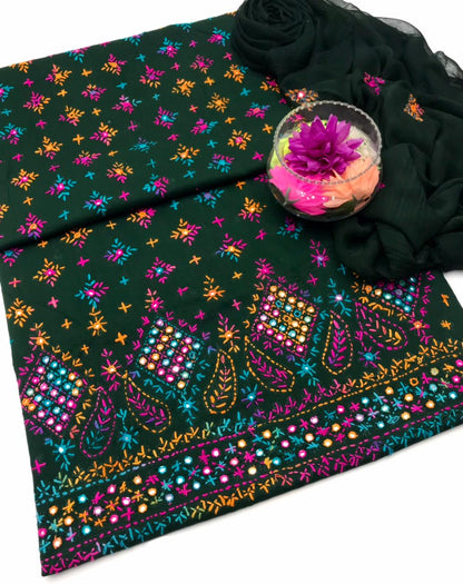 ✨ Cotton Lawn Collection – Handmade Chawal Shesha Work 3-Piece Suit with Matching Dupatta