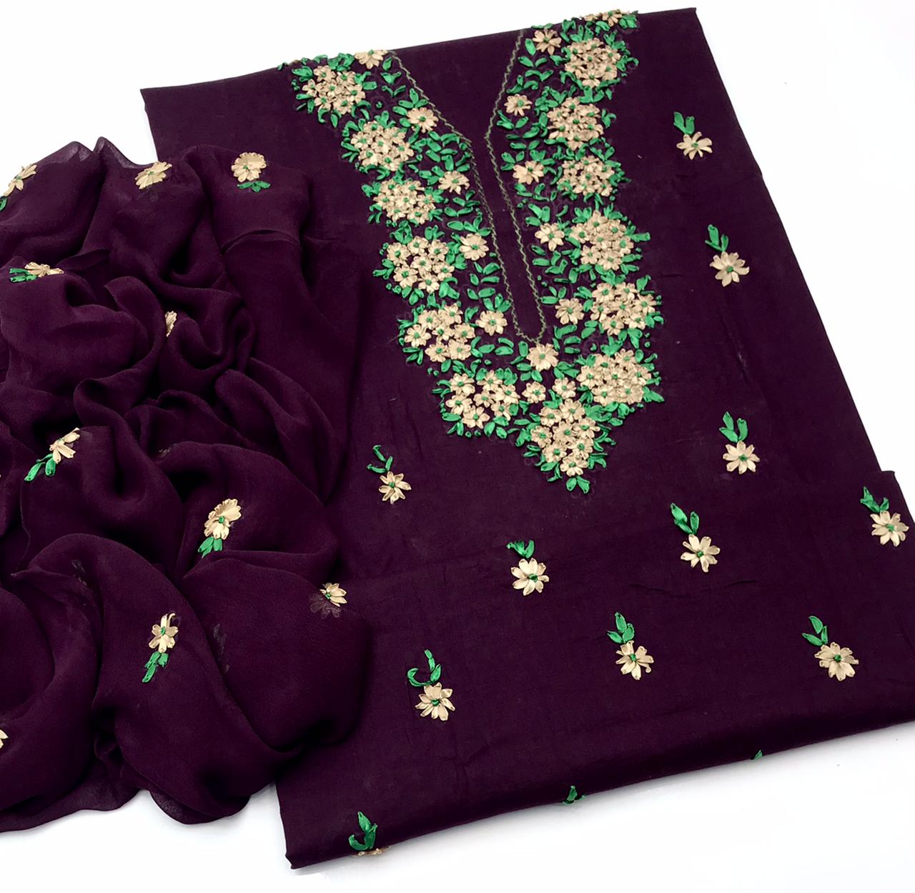 ✨ NEW COLLECTION 2026 – Pure Lawn Handmade Ribbon Work 3-Piece Suit with Embroidered Dupatta