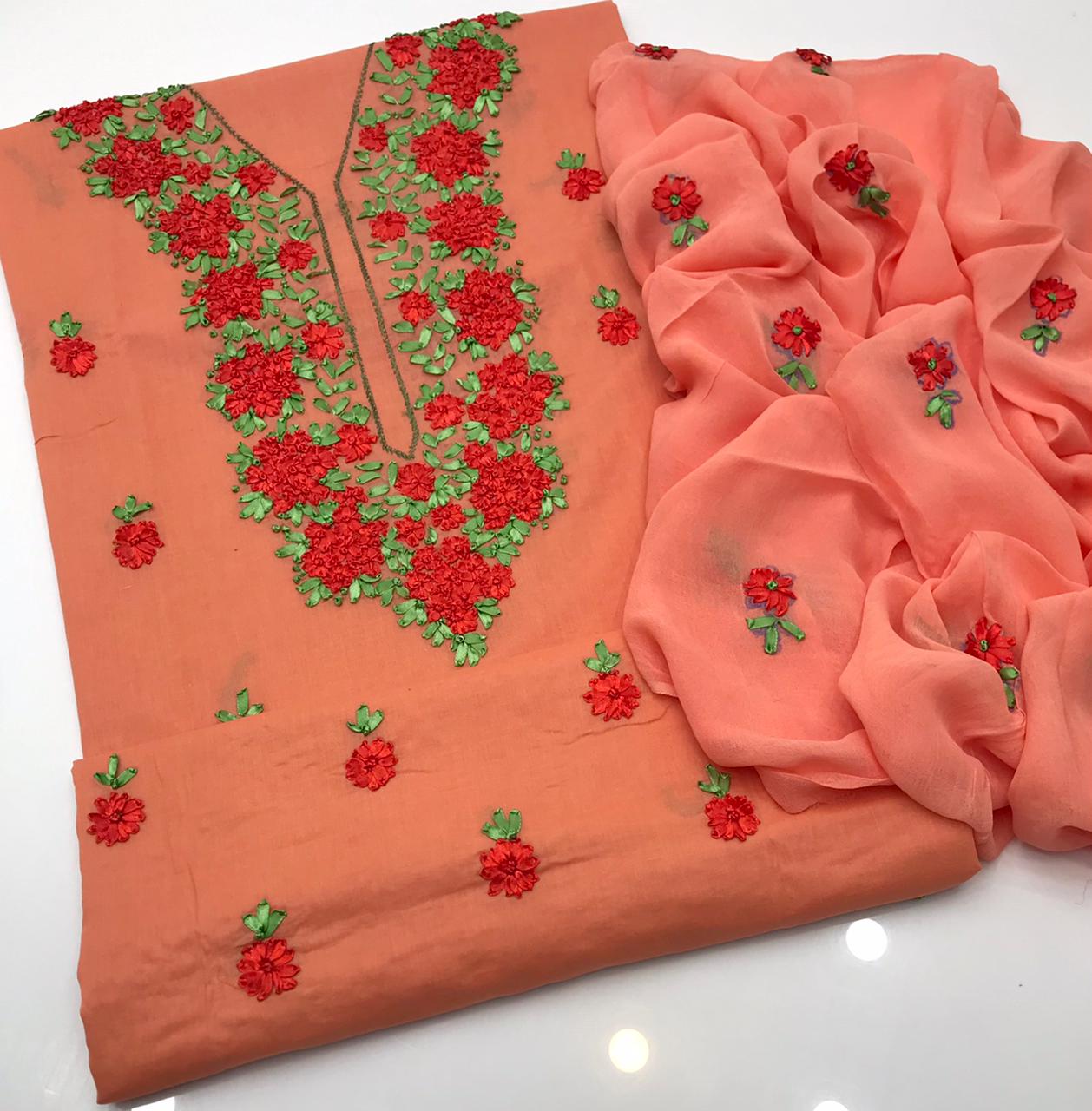 ✨ NEW COLLECTION 2026 – Pure Lawn Handmade Ribbon Work 3-Piece Suit with Embroidered Dupatta