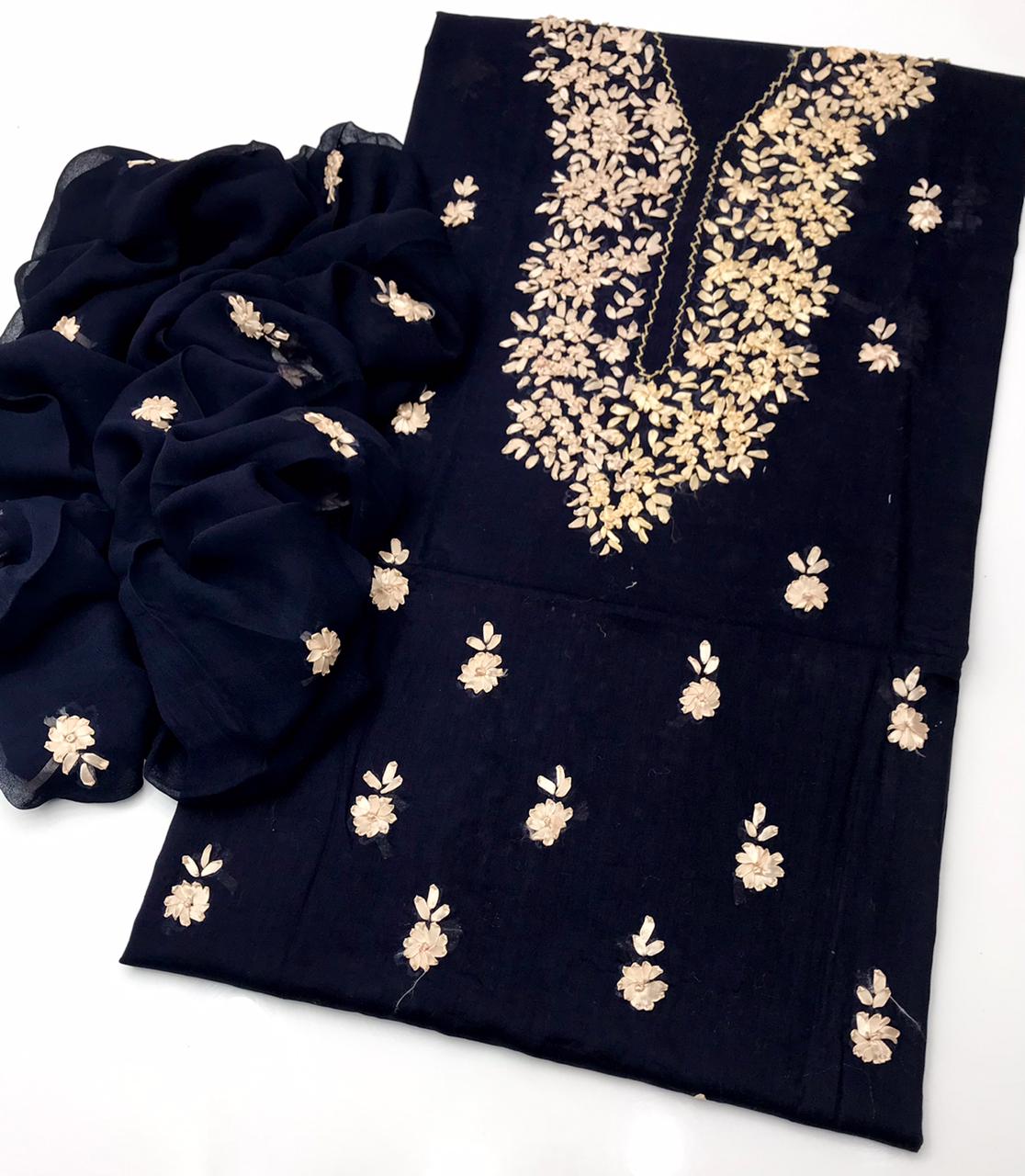 ✨ NEW COLLECTION 2026 – Pure Lawn Handmade Ribbon Work 3-Piece Suit with Embroidered Dupatta