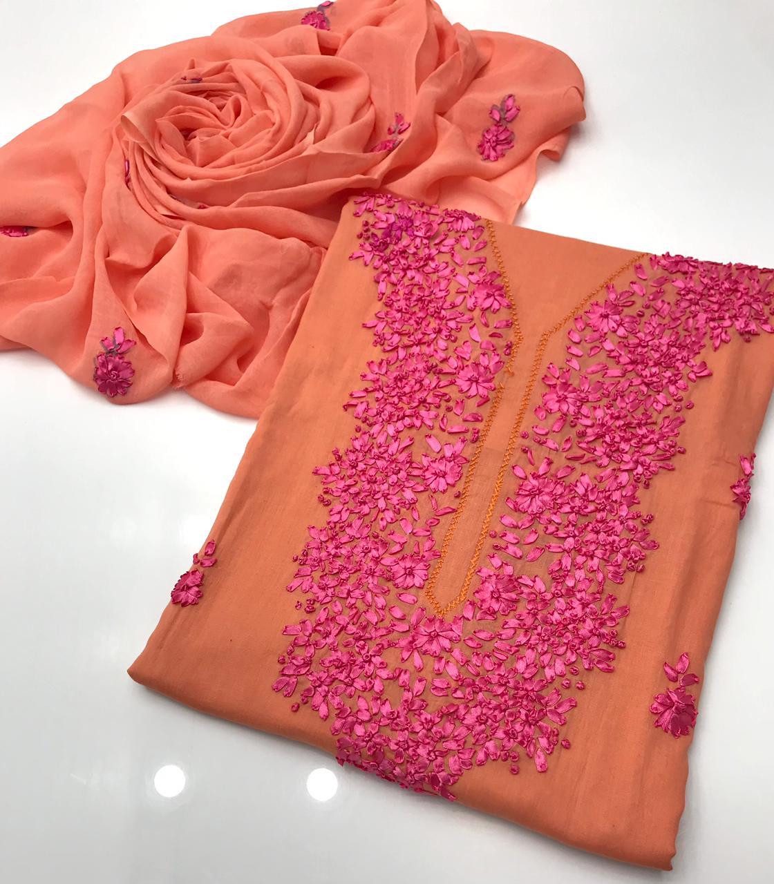 ✨ NEW COLLECTION 2026 – Pure Lawn Handmade Ribbon Work 3-Piece Suit with Embroidered Dupatta
