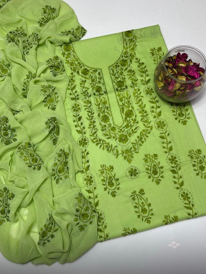 Lawn Collection 3 Piece Dress – Kashmiri Heavy Embroidered Kurta with Handmade Chiffon Dupatta | Women's Premium Suit