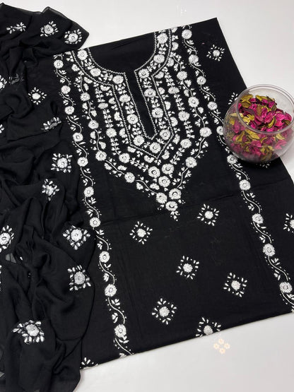 Lawn Collection 3 Piece Dress – Kashmiri Heavy Embroidered Kurta with Handmade Chiffon Dupatta | Women's Premium Suit