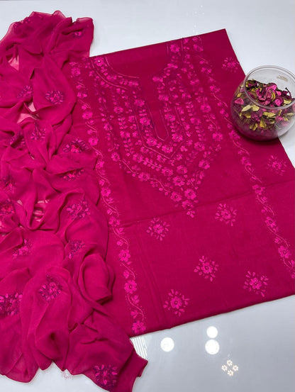 Lawn Collection 3 Piece Dress – Kashmiri Heavy Embroidered Kurta with Handmade Chiffon Dupatta | Women's Premium Suit
