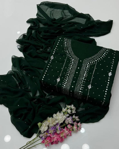 Soft Bamber Chiffon 2 Piece Dress for Women – Mukesh Kamdani Heavy Work Shirt & Dupatta | Elegant Party Wear