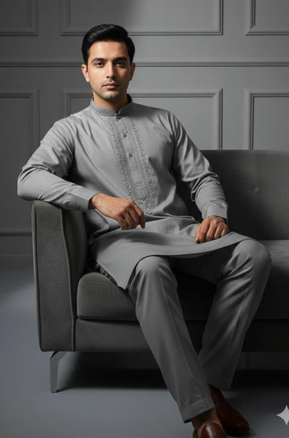 Men's Premium Pure Soft Cotton Embroidered Suit | Hand Embroidery & Fancy Tarkashi | Summer