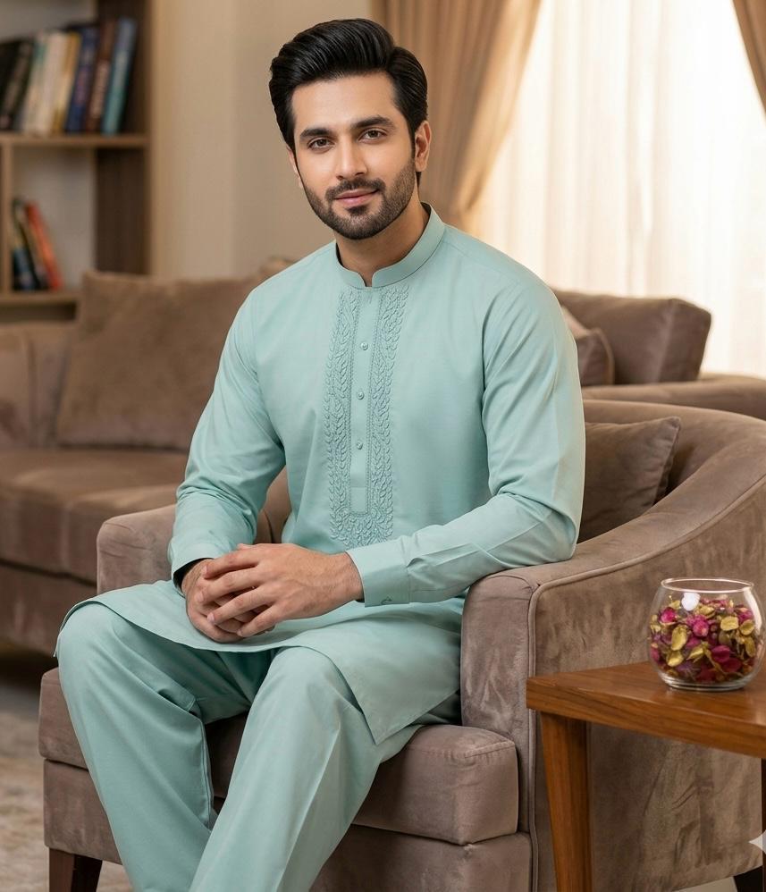 Men's Premium Pure Soft Cotton Embroidered Suit | Hand Embroidery & Fancy Tarkashi | Summer