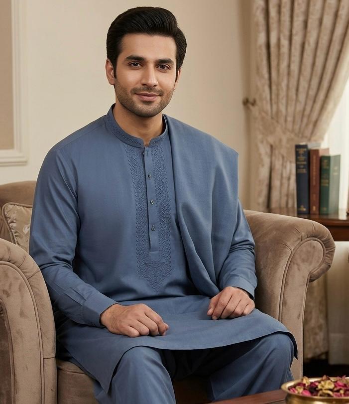 Men's Premium Pure Soft Cotton Embroidered Suit | Hand Embroidery & Fancy Tarkashi | Summer