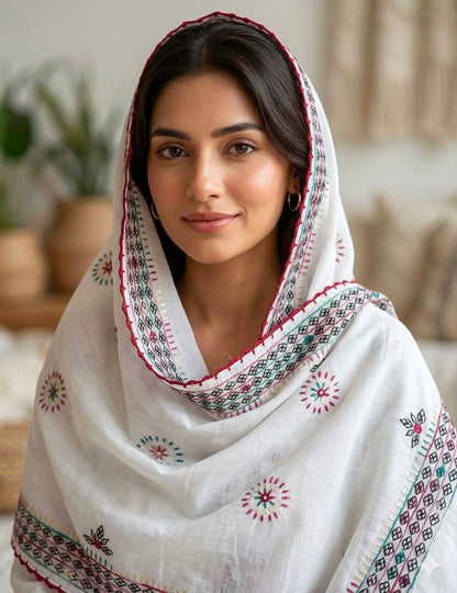 Pure Lawn Balochi Embroidered Chadar with Handmade Mirror Work | Premium Full Size Chadar