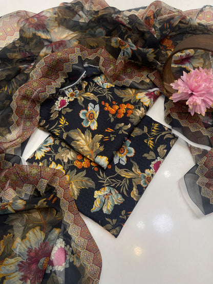 ✨ Premium Swiss Lawn Digital Print 3-Piece Suit with Chiffon Dupatta | Summer Collection