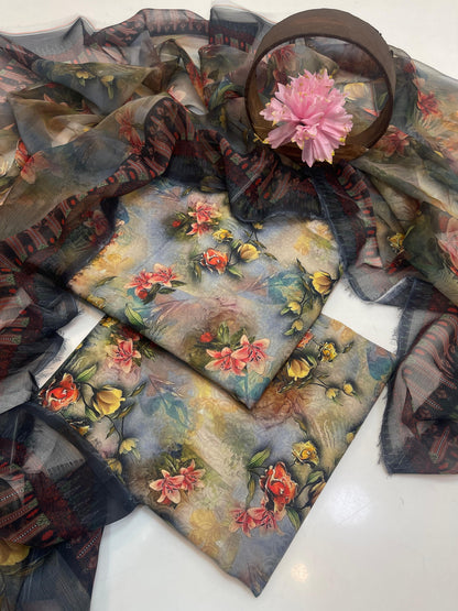 ✨ Premium Swiss Lawn Digital Print 3-Piece Suit with Chiffon Dupatta | Summer Collection