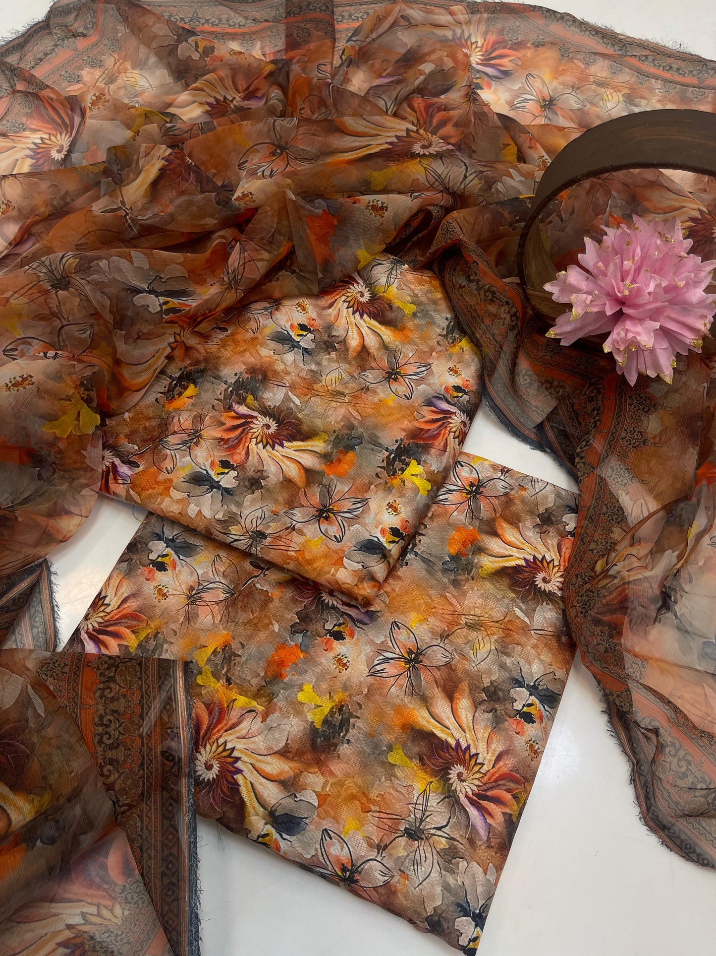 ✨ Premium Swiss Lawn Digital Print 3-Piece Suit with Chiffon Dupatta | Summer Collection