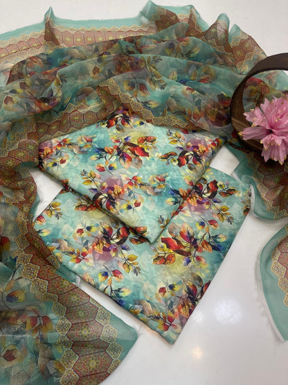 ✨ Premium Swiss Lawn Digital Print 3-Piece Suit with Chiffon Dupatta | Summer Collection