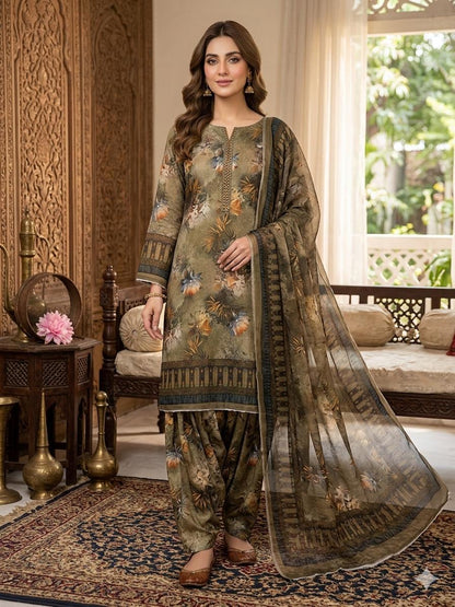 ✨ Premium Swiss Lawn Digital Print 3-Piece Suit with Chiffon Dupatta | Summer Collection