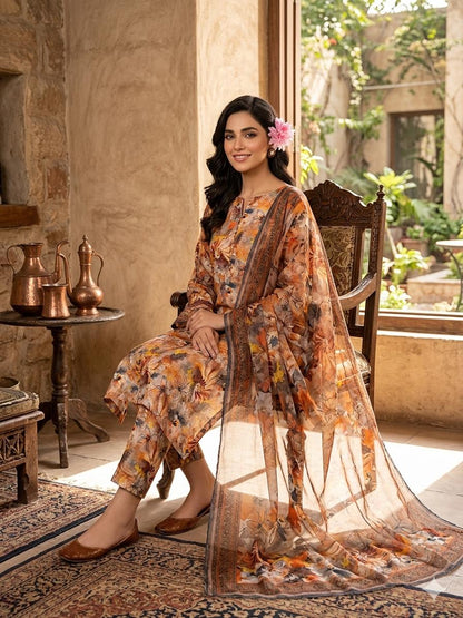 ✨ Premium Swiss Lawn Digital Print 3-Piece Suit with Chiffon Dupatta | Summer Collection