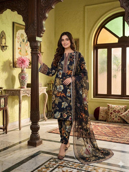 ✨ Premium Swiss Lawn Digital Print 3-Piece Suit with Chiffon Dupatta | Summer Collection