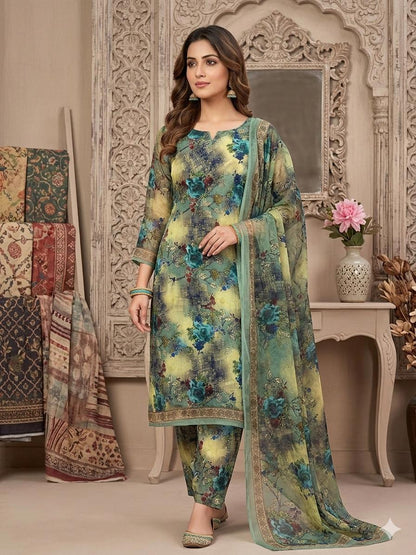 ✨ Premium Swiss Lawn Digital Print 3-Piece Suit with Chiffon Dupatta | Summer Collection