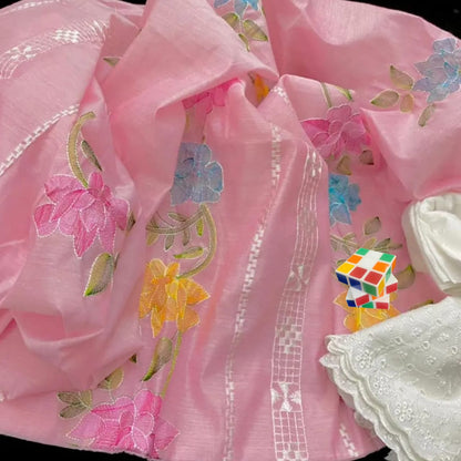 ✨Premium Paper Cotton Embroidered 3-Piece Suit with Chicken Kari Trouser