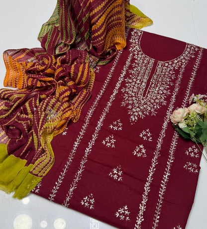 ✨ New Collection 2026 – Pure Lawn 3PC Suit with Handmade Gotta Gala & Tie & Dye Dupatta #4