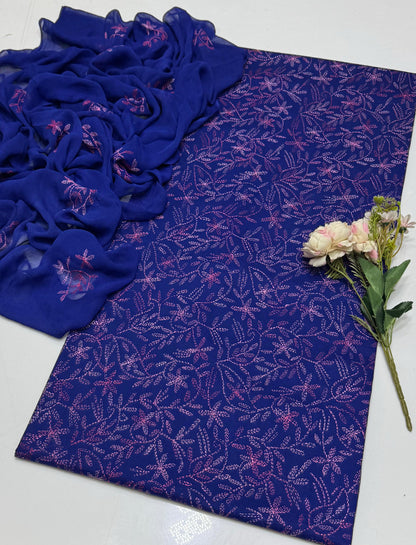 Handmade Embroidered Lawn 3-Piece Suit | Front Sippi Boti Jaal Shirt with Chiffon Dupatta – 2026 New Collection #1