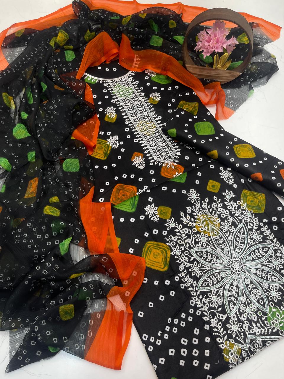 Premium Lawn Digital Print & Embroidered 3-Piece Suit with Chiffon Dupatta