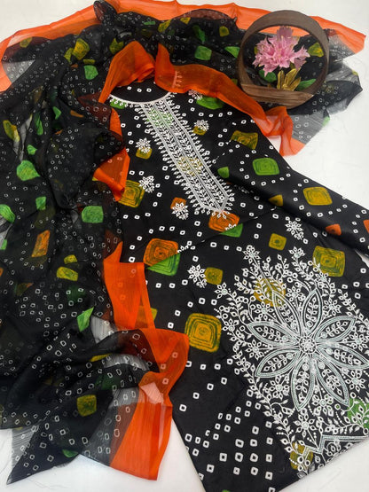 Premium Lawn Digital Print & Embroidered 3-Piece Suit with Chiffon Dupatta